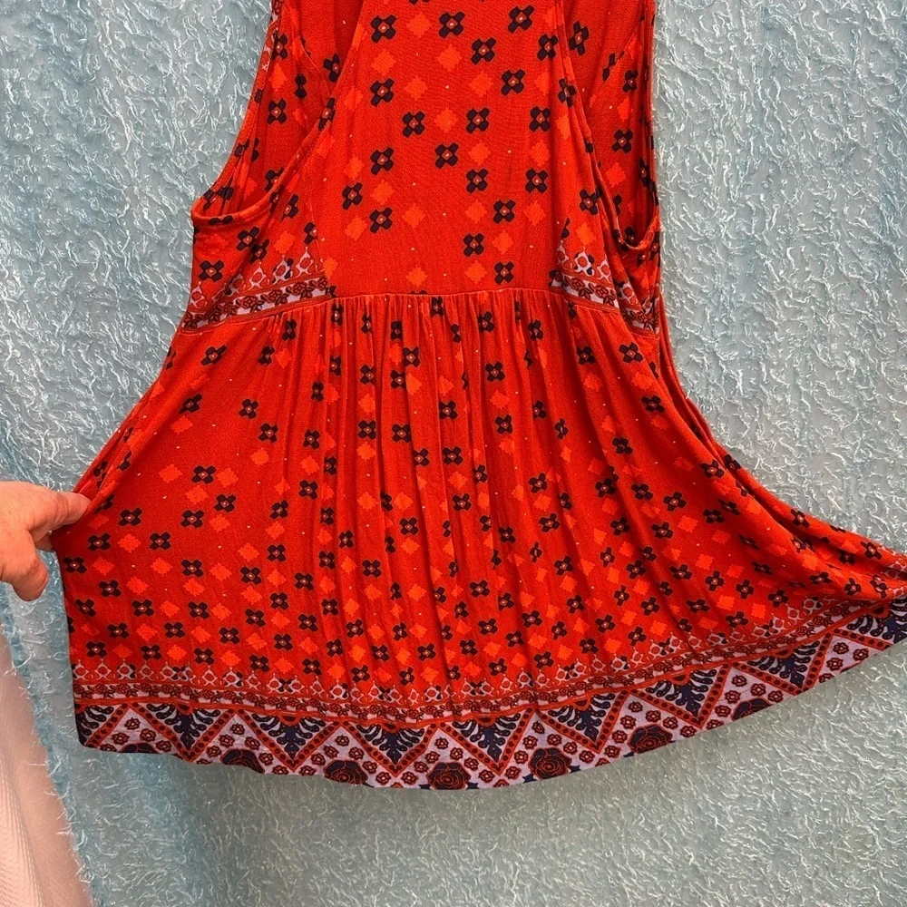 Free People Red and Blue Patterned Halter Dress